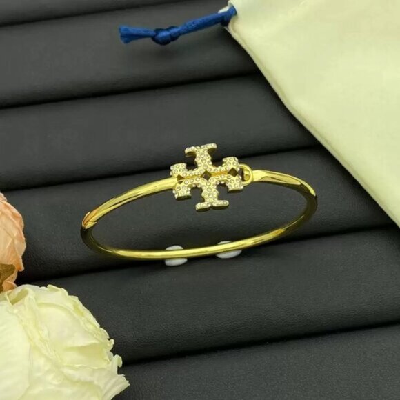 Tory Burch Jewelry - Tory Burch Eleanor Hinged Cuff Bracelet in Tory Gold (Brand New)